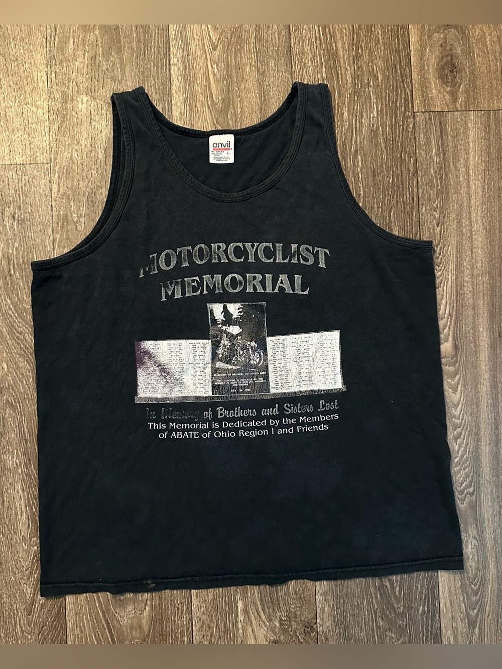 vtg 90s Ohio Abate Motorcycle Memorial Dan Waterfield 1995 tank top biker Sz L